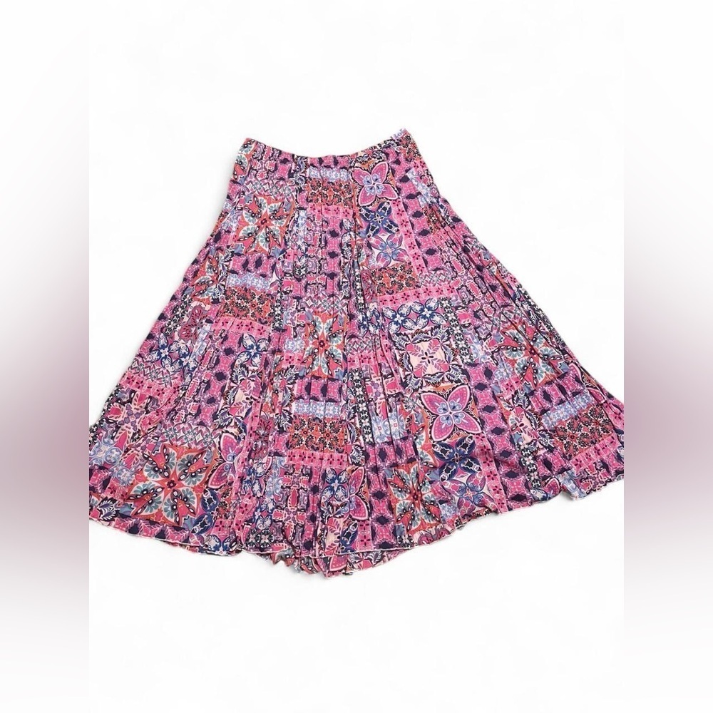 New Directions Pink Floral Midi Skirt